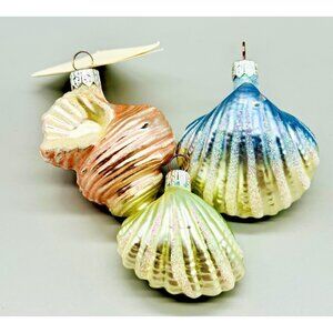 Patricia Breen Walk On the Beach Christmas Ornaments Set of 3 Seashells Shells‎